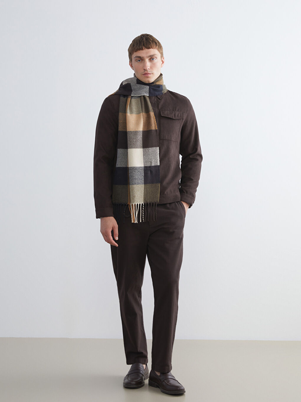 Kahverengi Standart Kalıp Gömlek Yaka Süet Erkek Mont-1