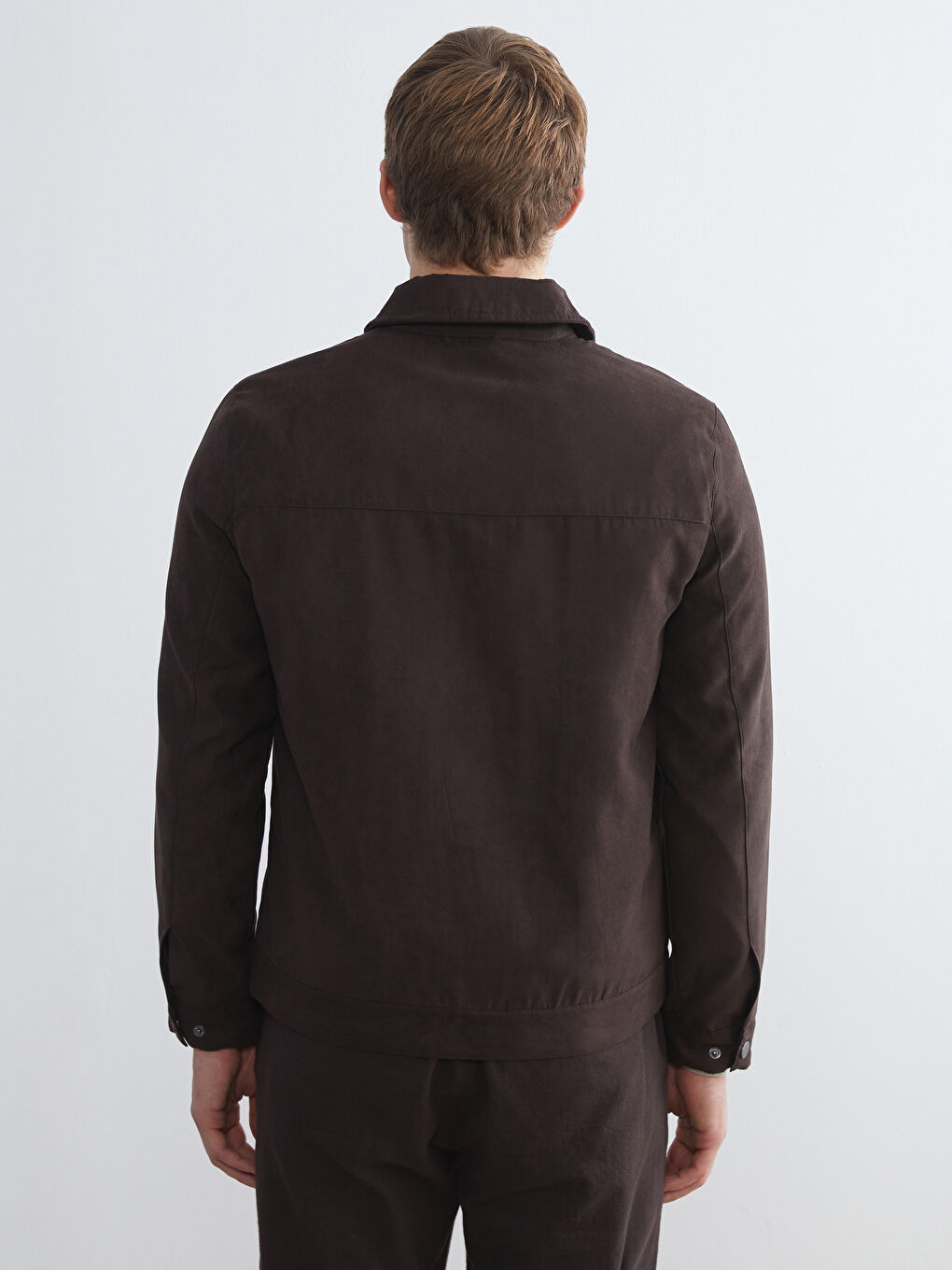 Kahverengi Standart Kalıp Gömlek Yaka Süet Erkek Mont-4