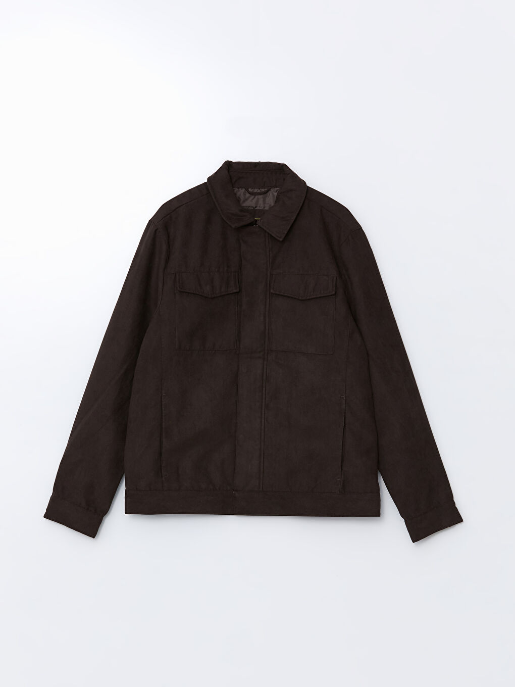 Kahverengi Standart Kalıp Gömlek Yaka Süet Erkek Mont-5