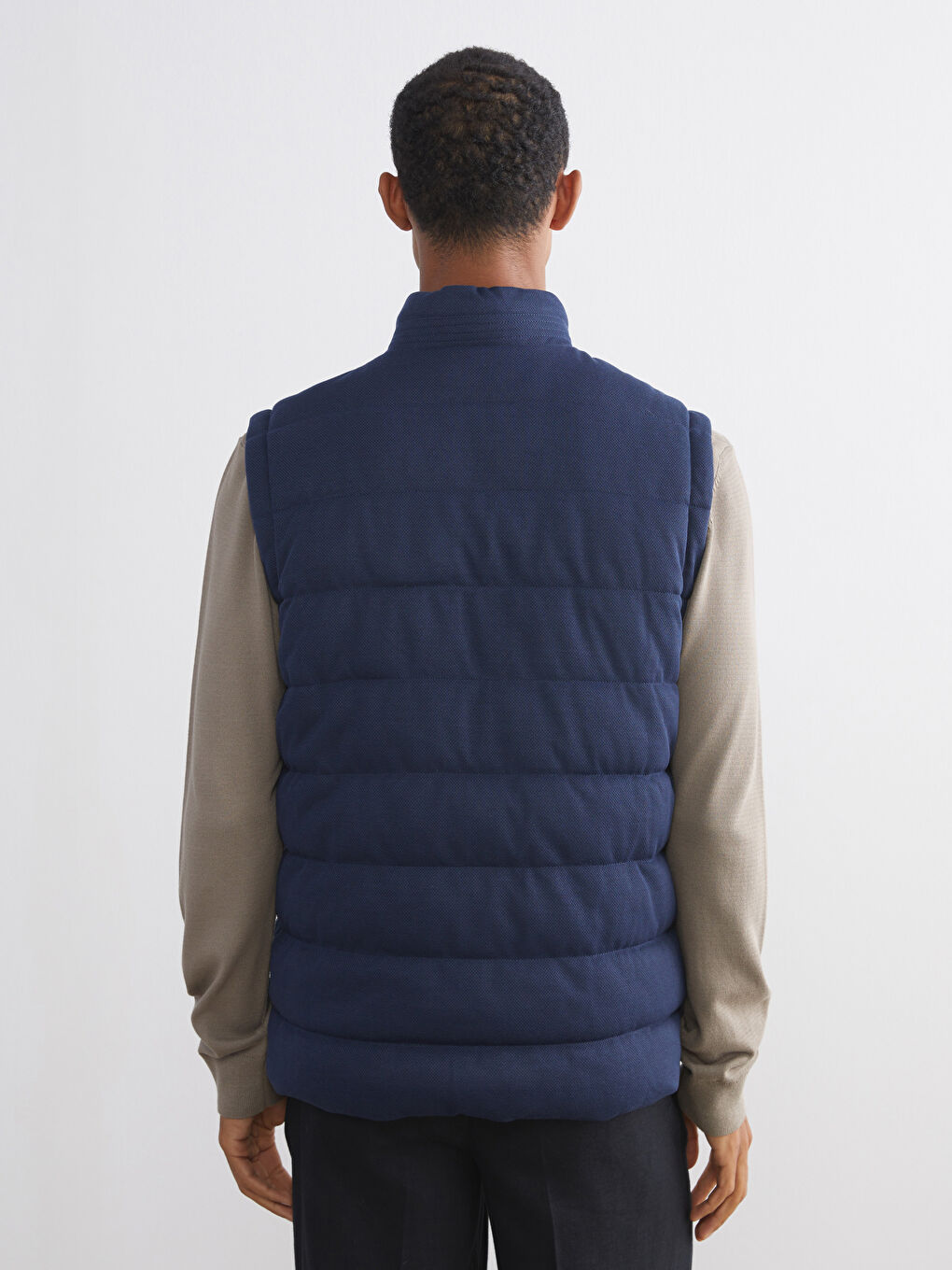 Mavi Slim Fit Dik Yaka Erkek Şişme Yelek-3