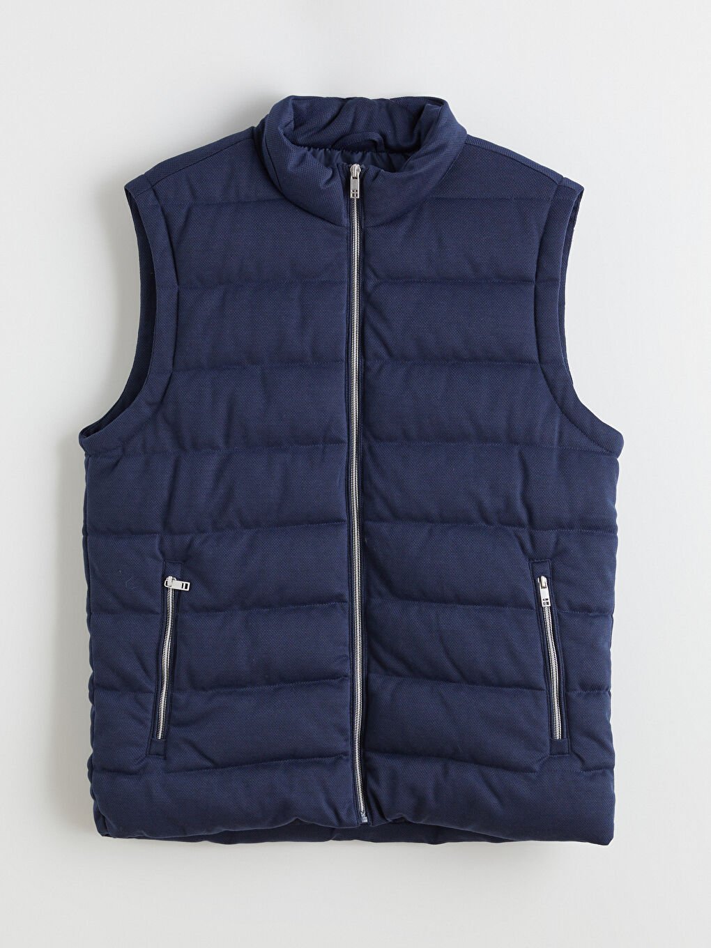 Mavi Slim Fit Dik Yaka Erkek Şişme Yelek-4