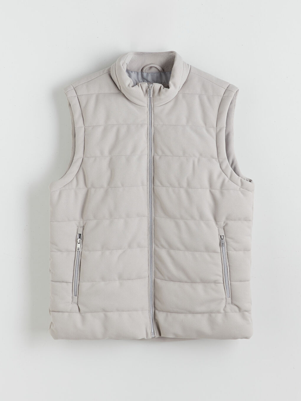 Gri Slim Fit Dik Yaka Erkek Şişme Yelek-7