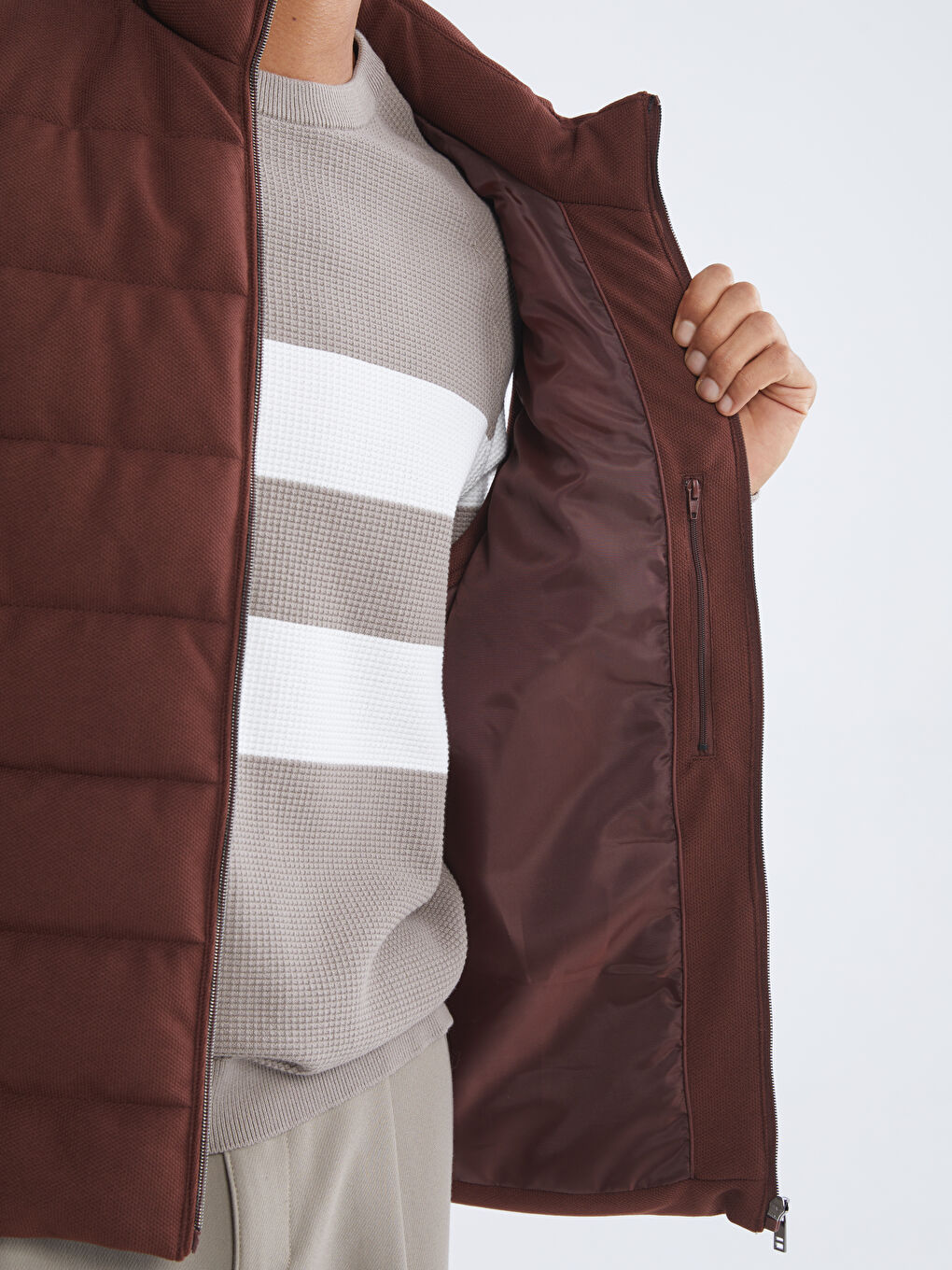 Kırmızı Slim Fit Dik Yaka Erkek Şişme Yelek-2