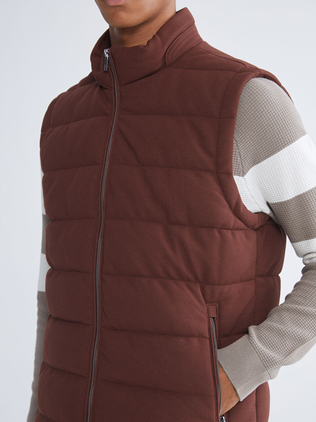 Kırmızı Slim Fit Dik Yaka Erkek Şişme Yelek-3