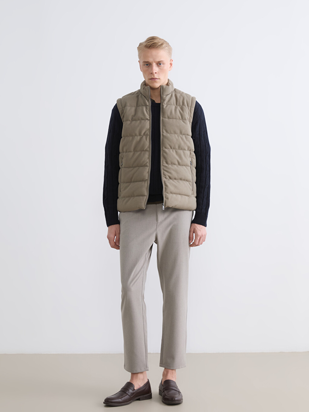 Slim Fit Funnel Neck Men's Puffer Gilet-1