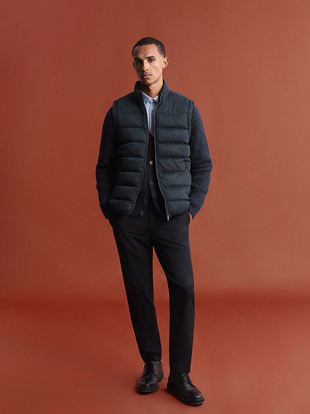 Slim Fit Funnel Neck Men's Puffer Gilet-1