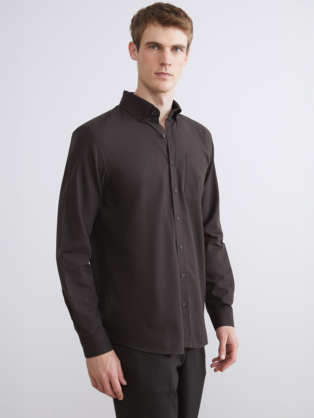 قميص رجال كم طويل سليم فيت غبردين