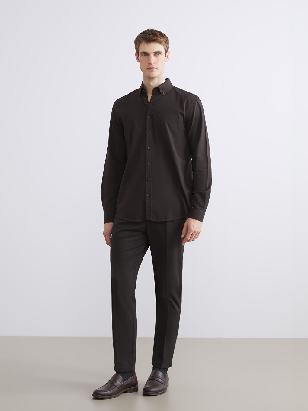 قميص رجال كم طويل سليم فيت غبردين-1