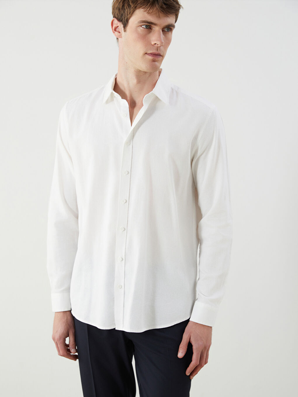 Slim Fit Long Sleeve Gabardine Men's Shirt