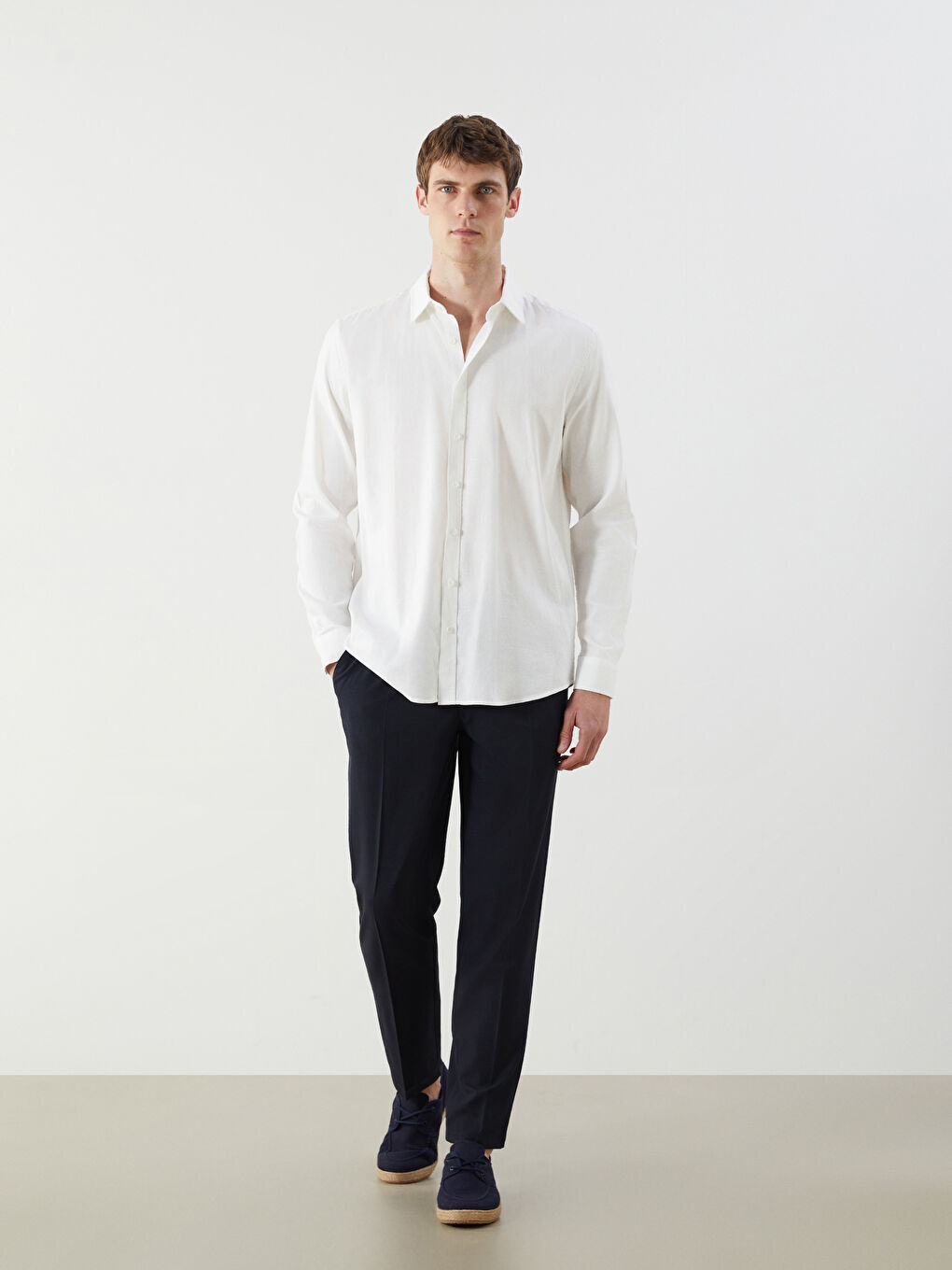 Slim Fit Long Sleeve Gabardine Men's Shirt-1