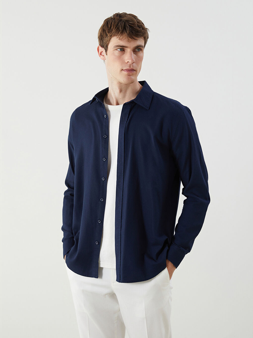 Slim Fit Long Sleeve Gabardine Men's Shirt
