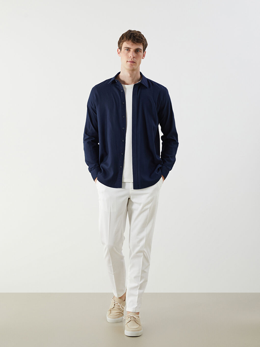 Slim Fit Long Sleeve Gabardine Men's Shirt-1