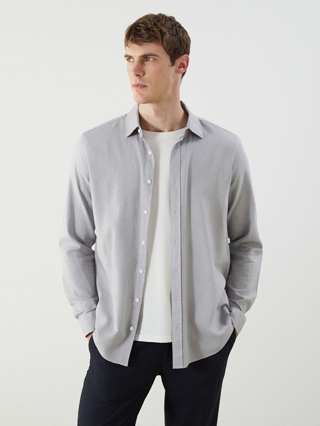 SOUTHBLUE Slim Fit Long Sleeve Gabardine Men's Shirt -W54607Z8-YGE