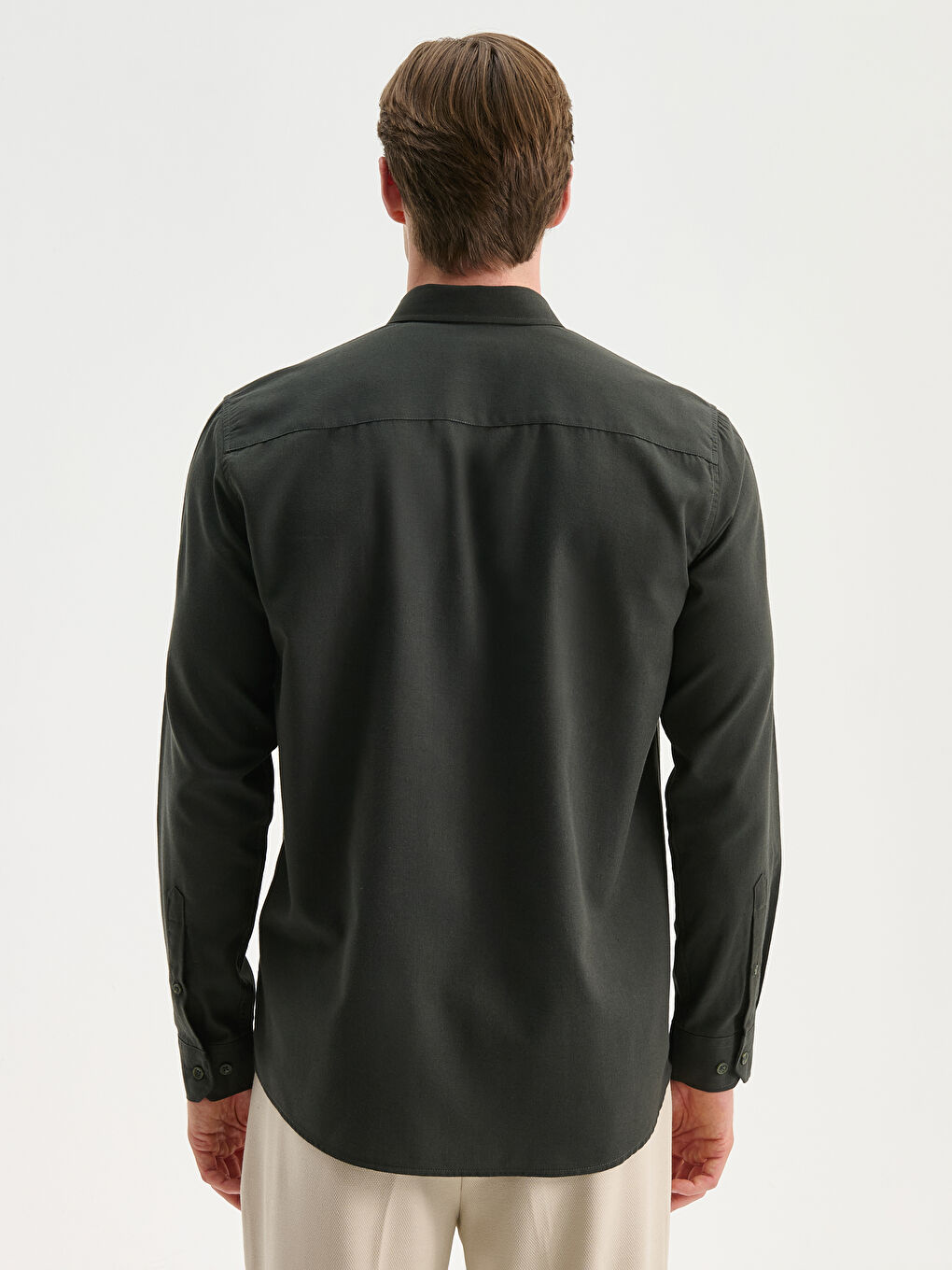 Slim Fit Long Sleeve Gabardine Men's Shirt-3