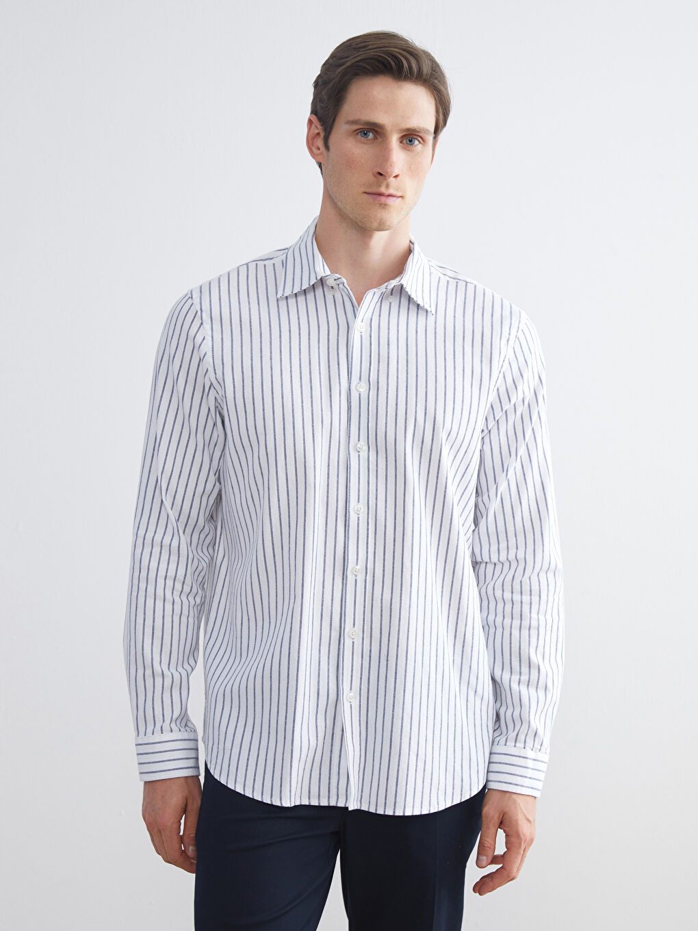 Regular Fit Long Sleeve Striped Men's Shirt