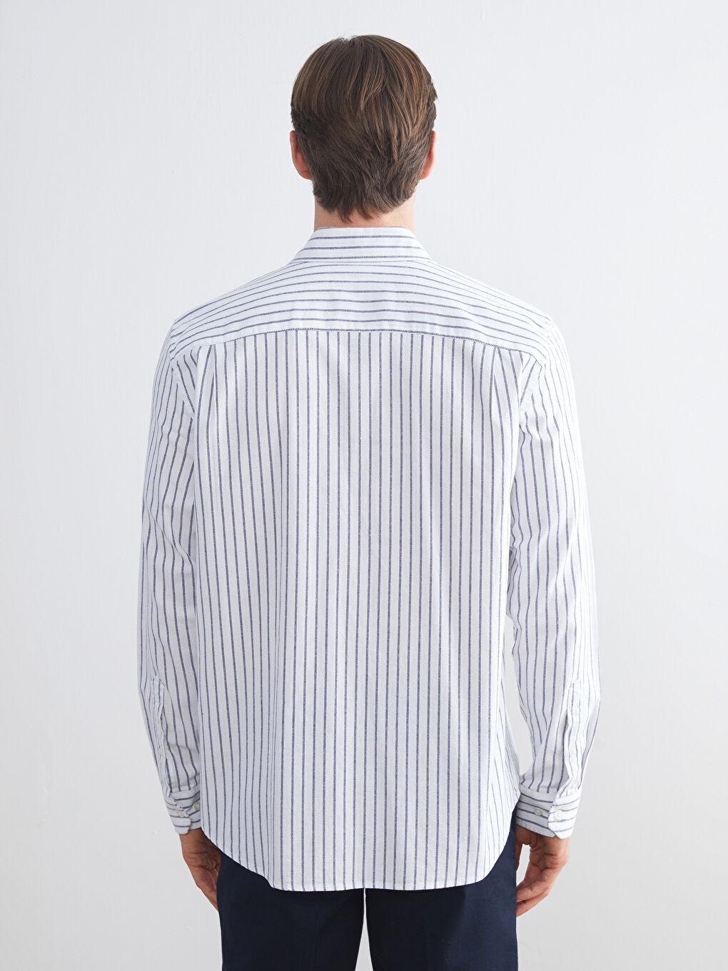Regular Fit Long Sleeve Striped Men's Shirt-3
