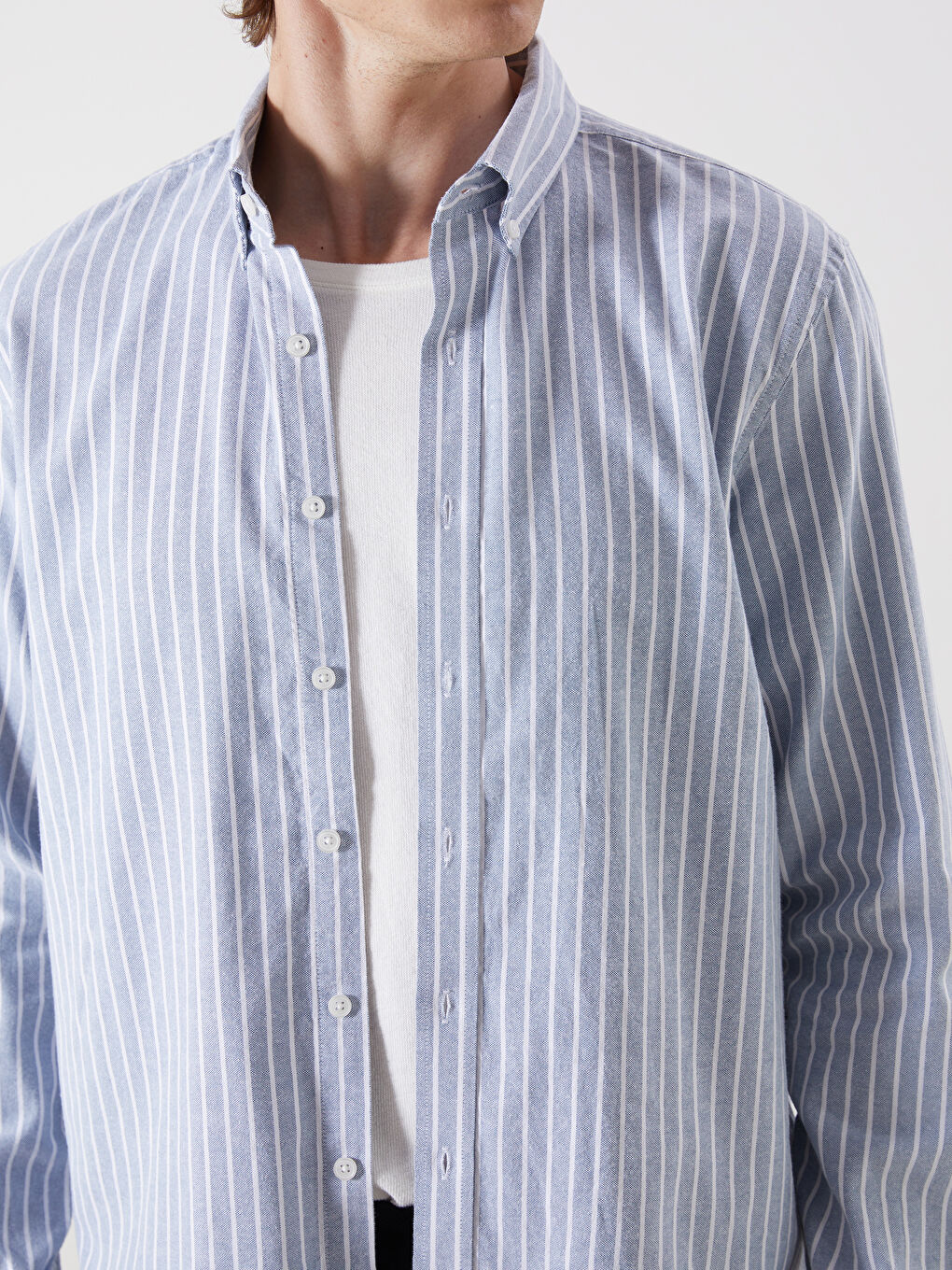SOUTHBLUE Regular Fit Long Sleeve Striped Men's Shirt -W54608Z8-LEN