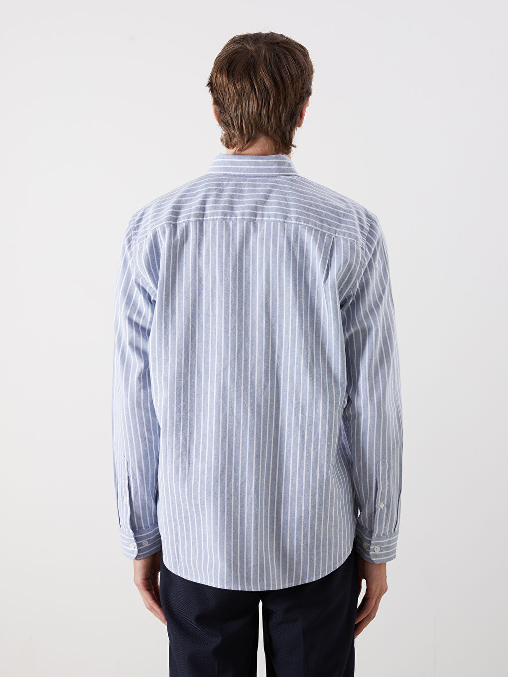 SOUTHBLUE Regular Fit Long Sleeve Striped Men's Shirt -W54608Z8-LEN