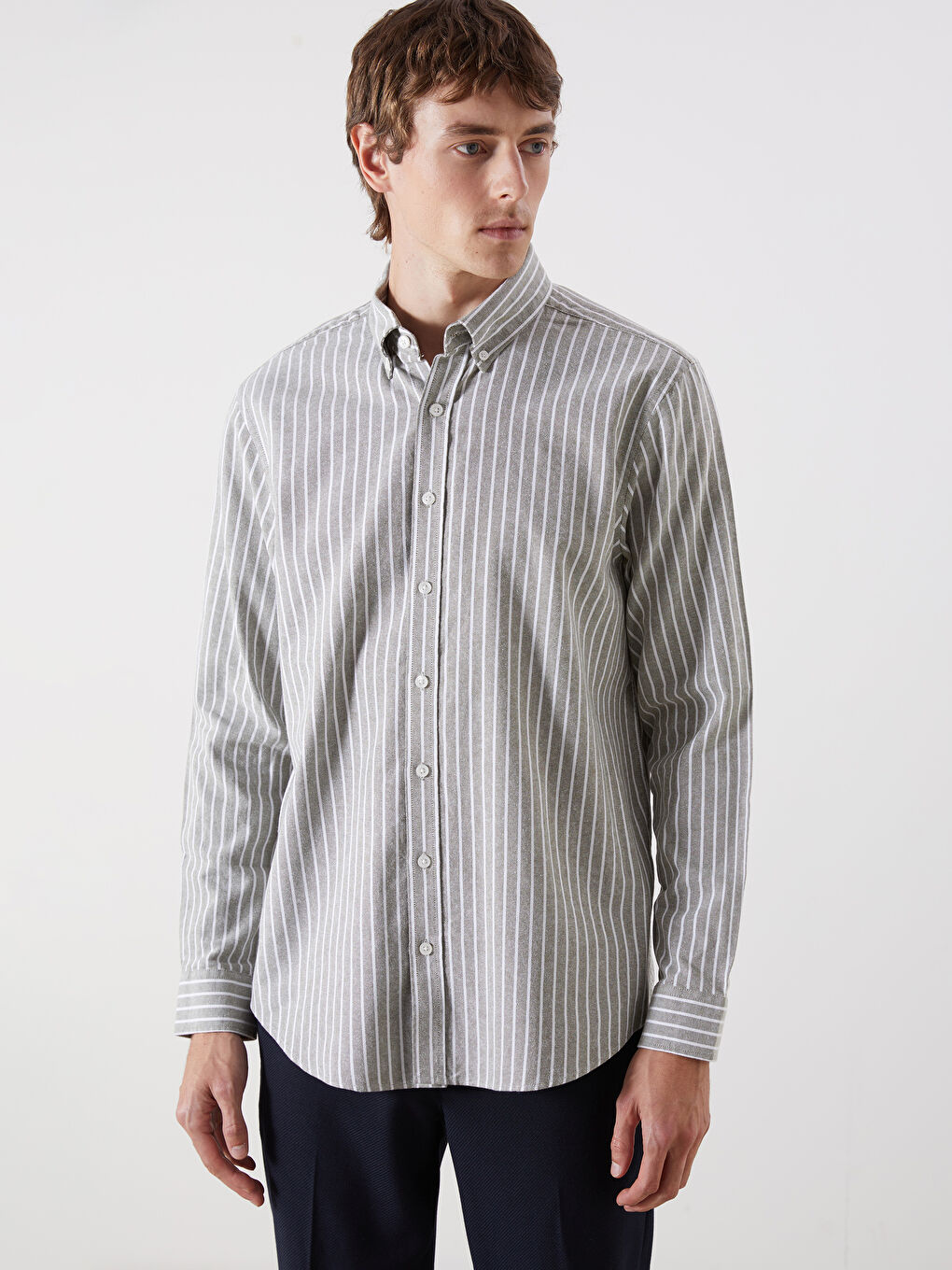 SOUTHBLUE Regular Fit Long Sleeve Striped Men's Shirt -W54608Z8-LGE
