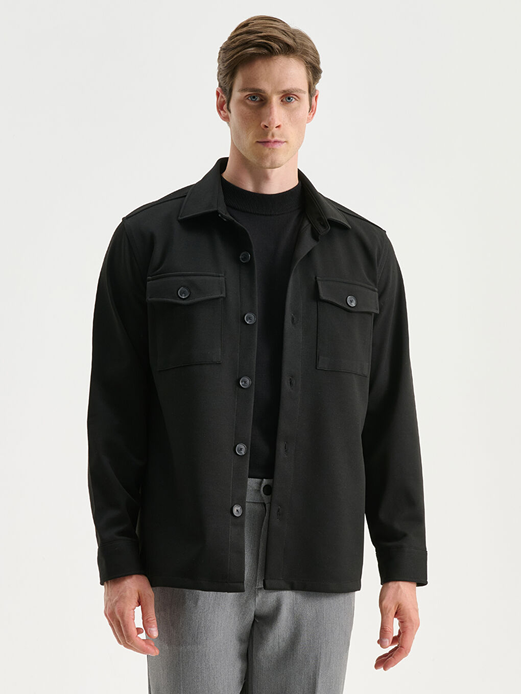 Regular Fit Long Sleeve Men's Shirt Jacket