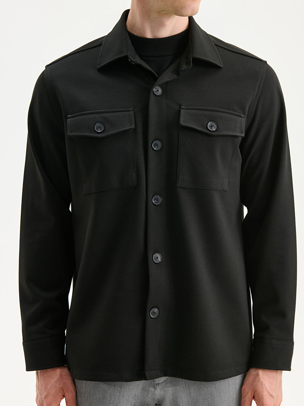 Regular Fit Long Sleeve Men's Shirt Jacket-2