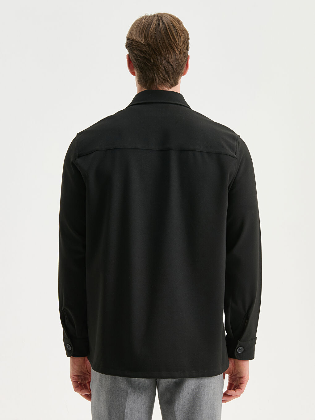 Regular Fit Long Sleeve Men's Shirt Jacket-3
