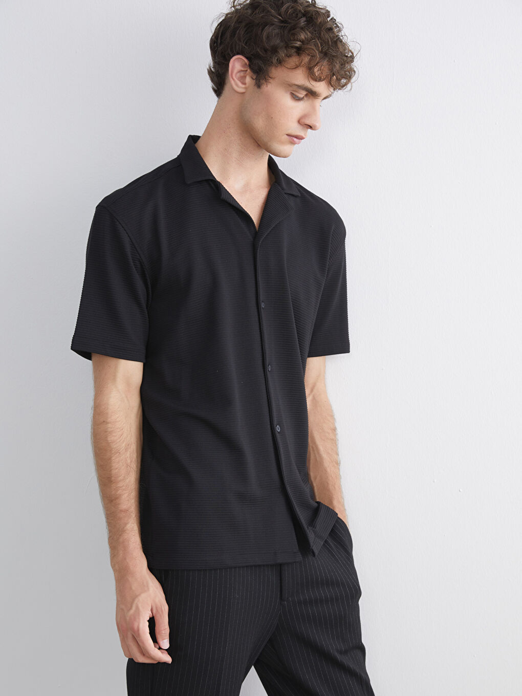 Regular Fit Ribbed Men's Shirt-1