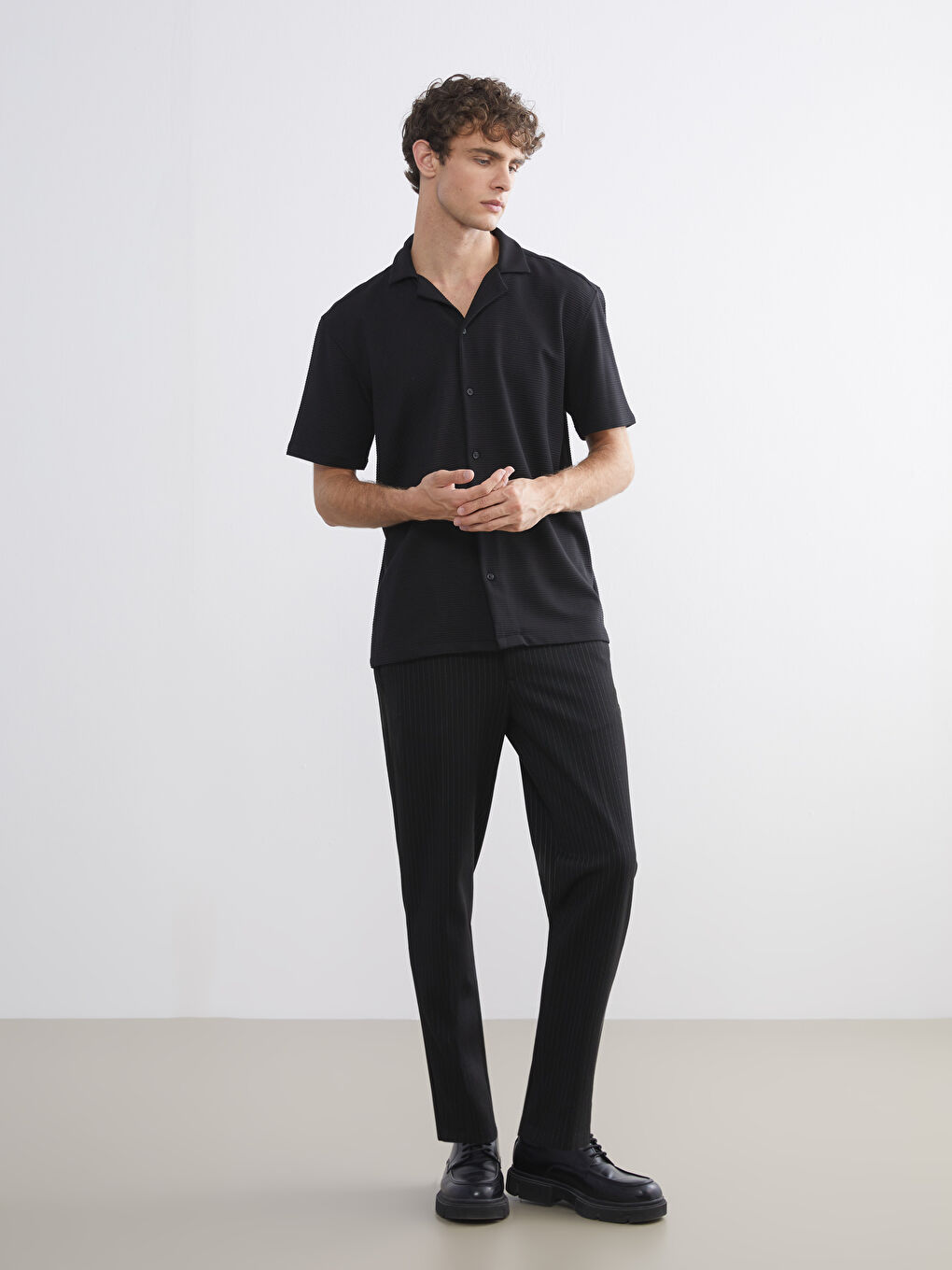 Regular Fit Ribbed Men's Shirt-2