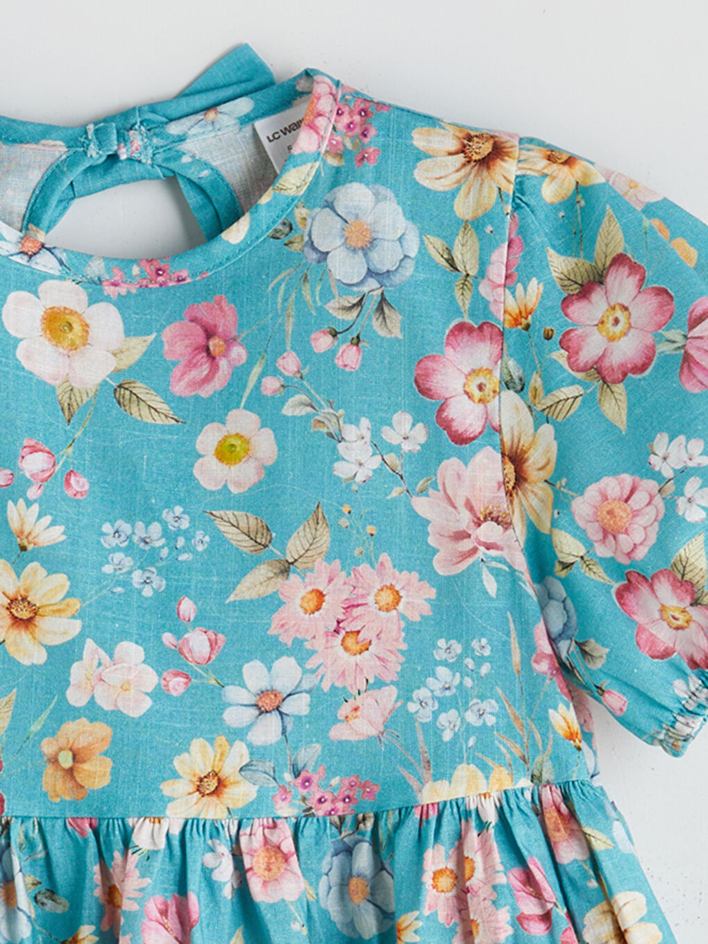 LCW Kids Crew Neck Flower Pattern Girl Dress -W54612Z1-LRR