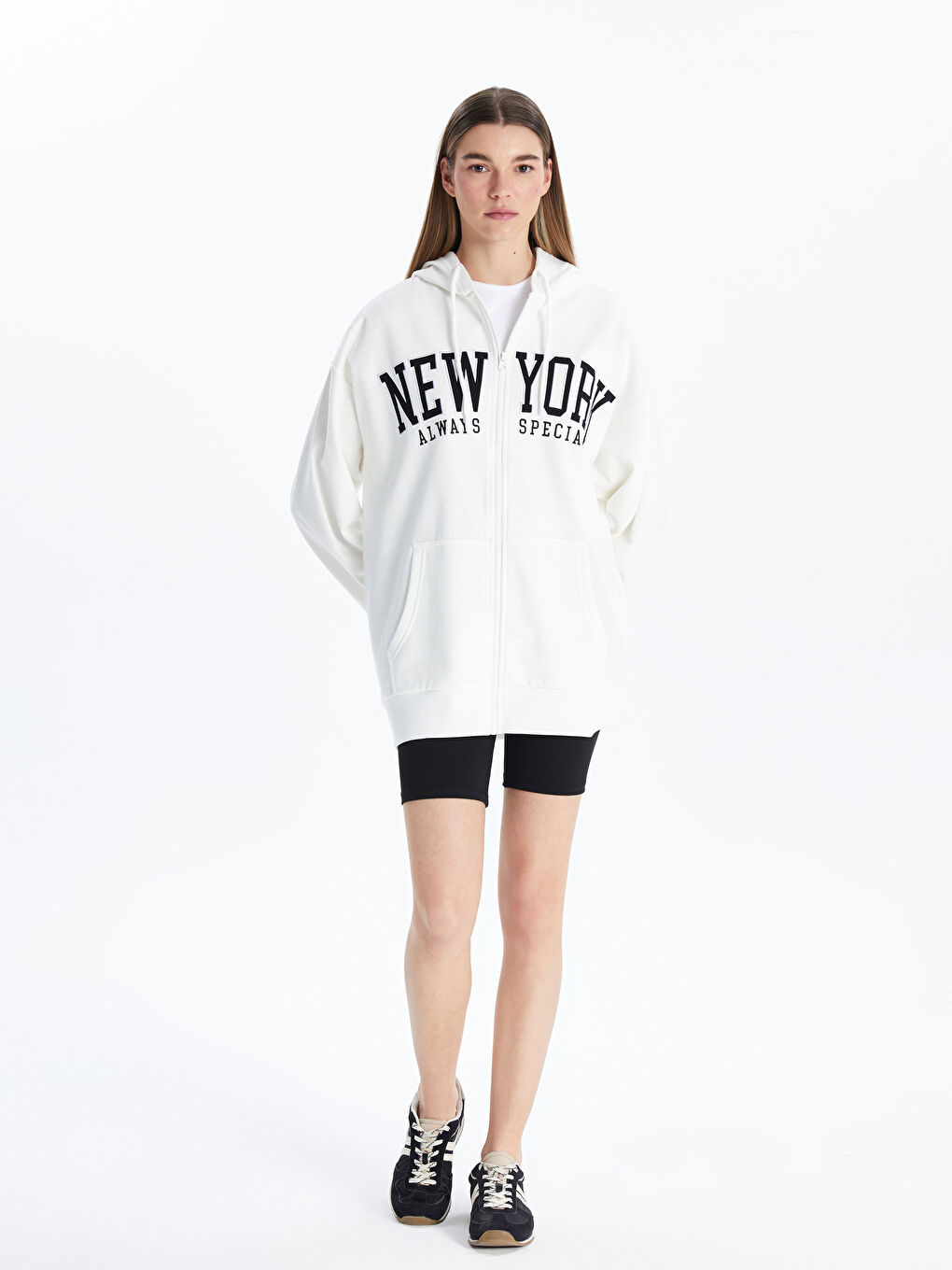 XSIDE Embroidered Oversize Women's Thick Zippered Sweatshirt -W54620Z8-R9J