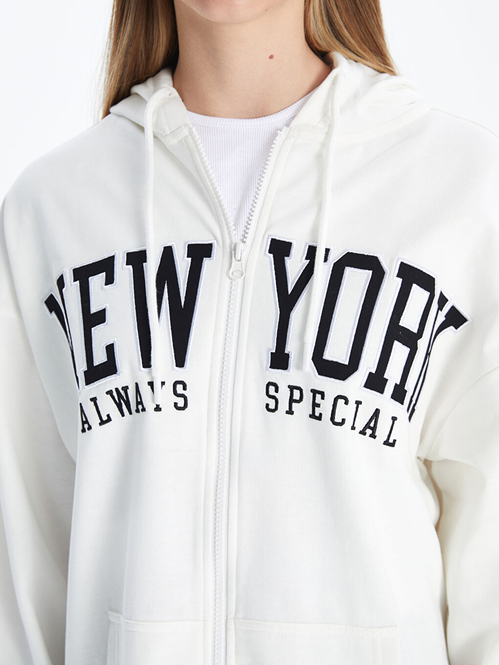 XSIDE Embroidered Oversize Women's Thick Zippered Sweatshirt -W54620Z8-R9J
