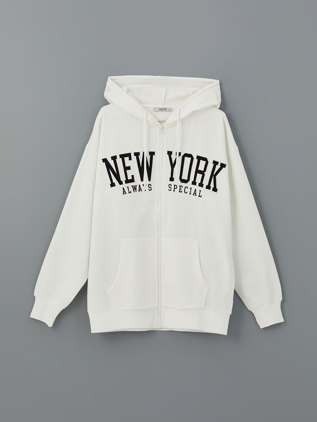 XSIDE Embroidered Oversize Women's Thick Zippered Sweatshirt -W54620Z8-R9J