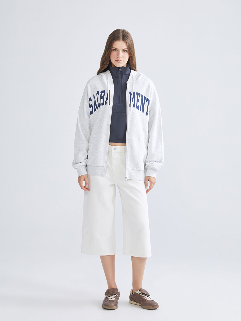 XSIDE Woman GREY Zip-Up Sweatshirt -W54621Z8-CY9