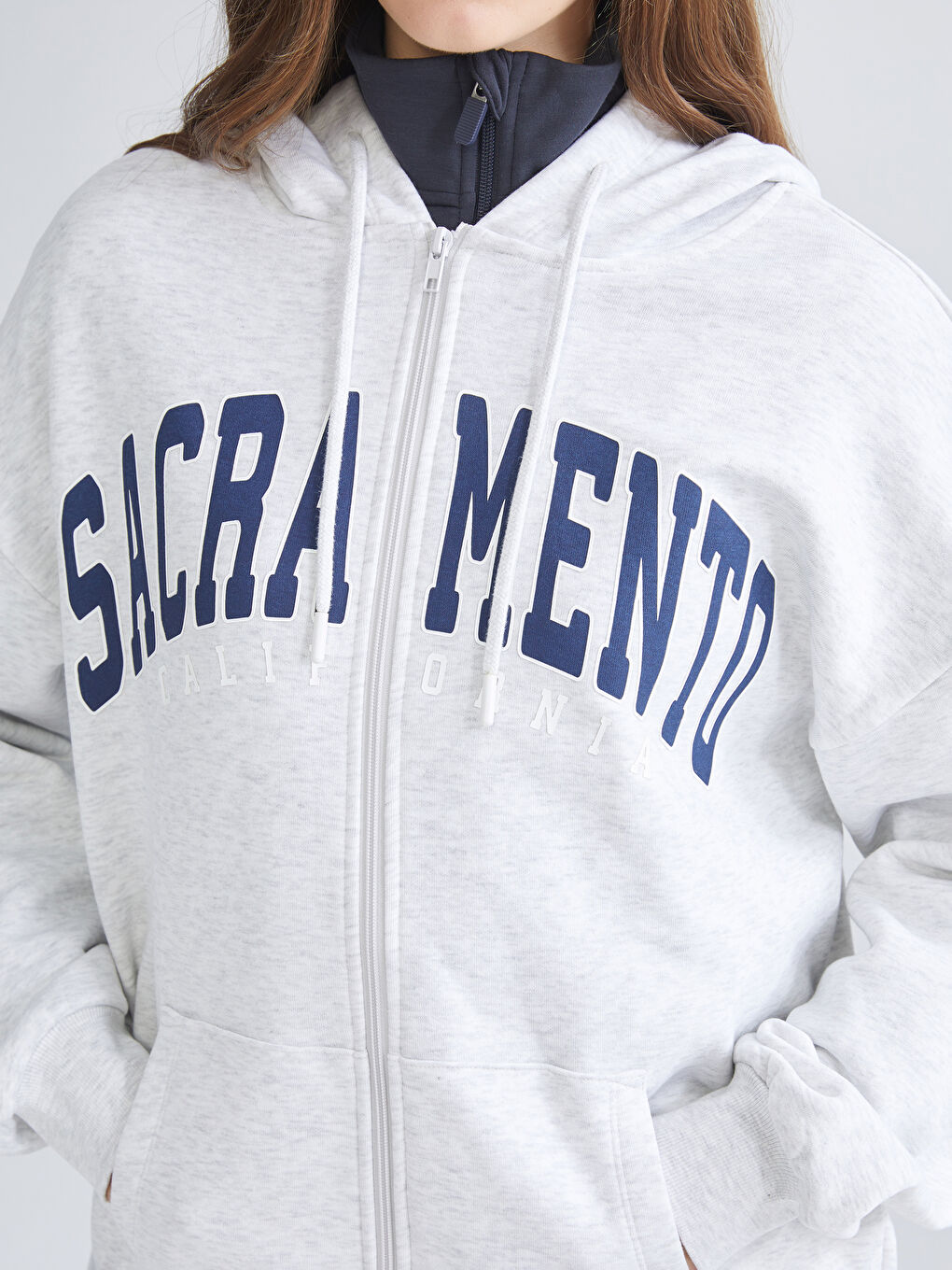 XSIDE Woman GREY Zip-Up Sweatshirt -W54621Z8-CY9