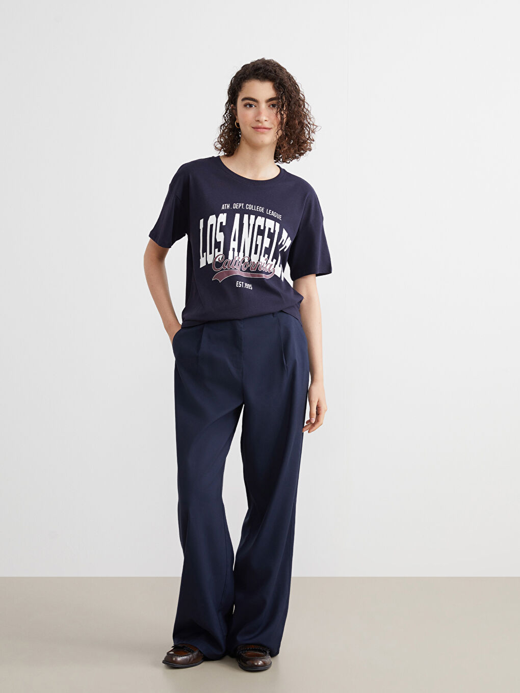 Crew Neck Los Angeles Printed Women's T-Shirt-1