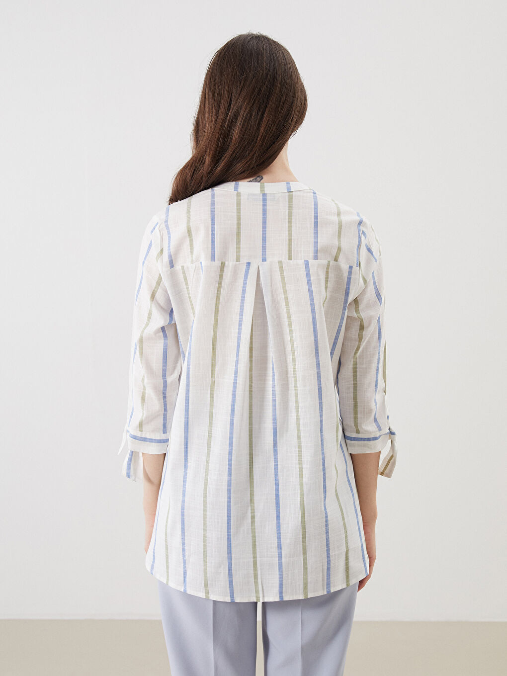 LCW Grace Notch Neck Striped Blouse -W54636Z8-P8J