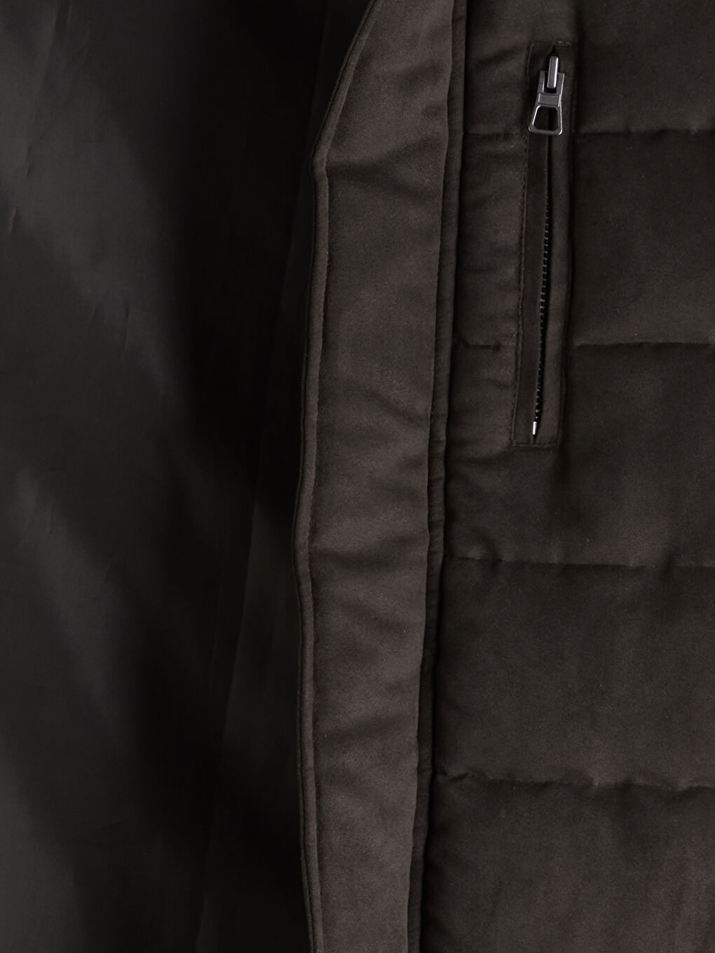 Regular Fit Funnel Neck Suede Men's Waistcoat-6