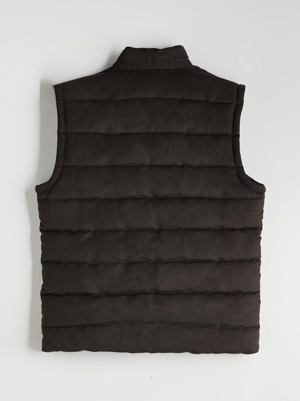 Regular Fit Funnel Neck Suede Men's Waistcoat-7