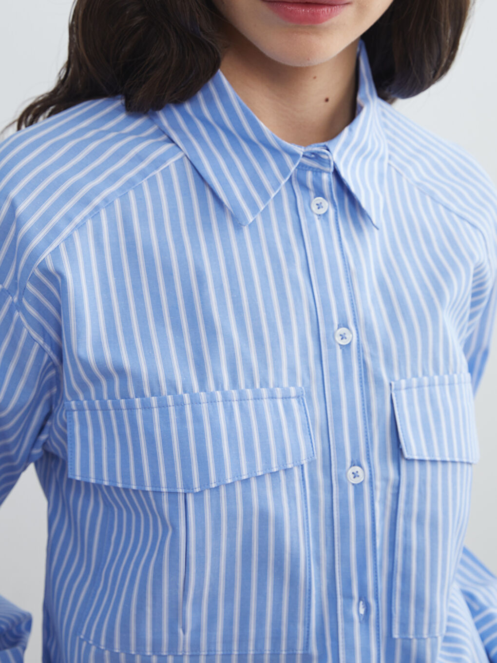 XSIDE Striped Poplin Crop Women's Shirt -W54674Z8-LEN