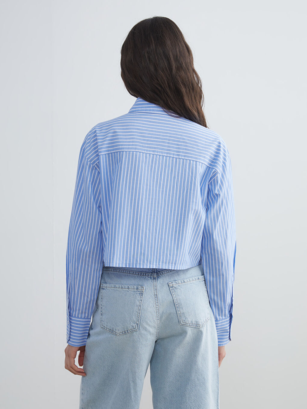 XSIDE Striped Poplin Crop Women's Shirt -W54674Z8-LEN