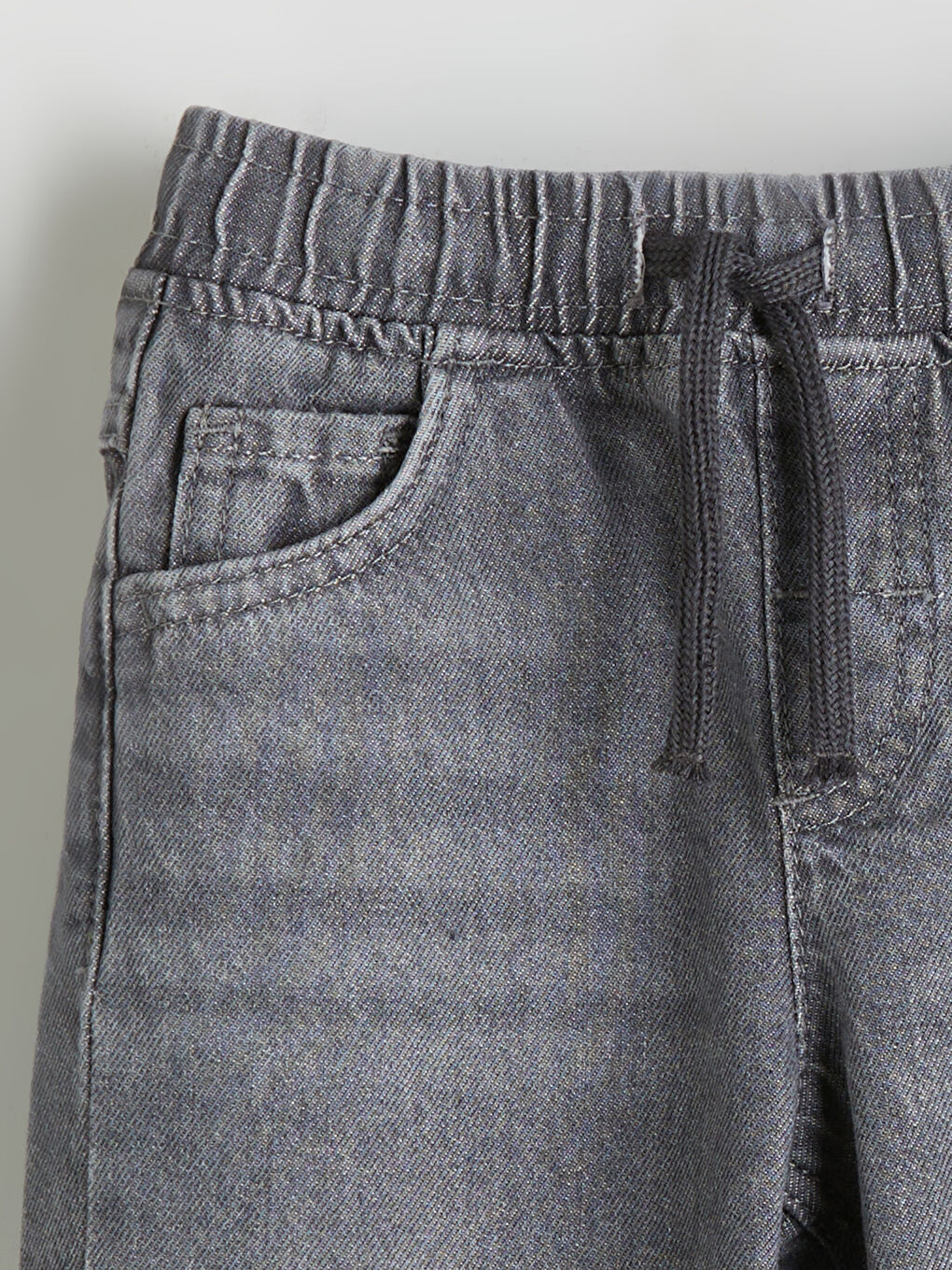 Gri Beli Lastikli Erkek Çocuk Jean Pantolon-1