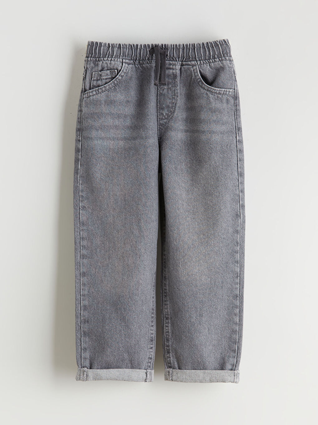 Gri Beli Lastikli Erkek Çocuk Jean Pantolon-1