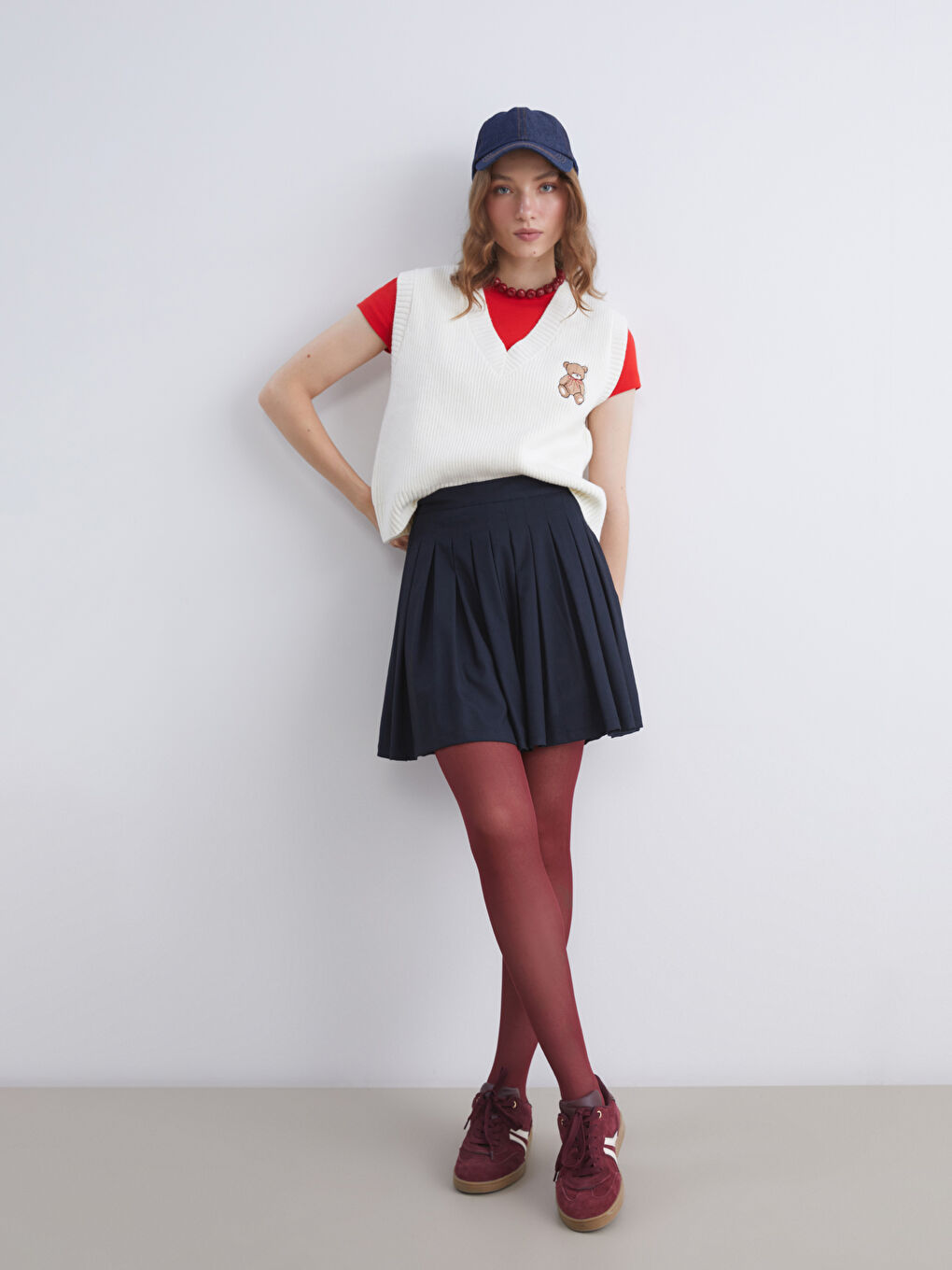 XSIDE Waist Zipper Pleated Mini Skirt -W54682Z8-CSH