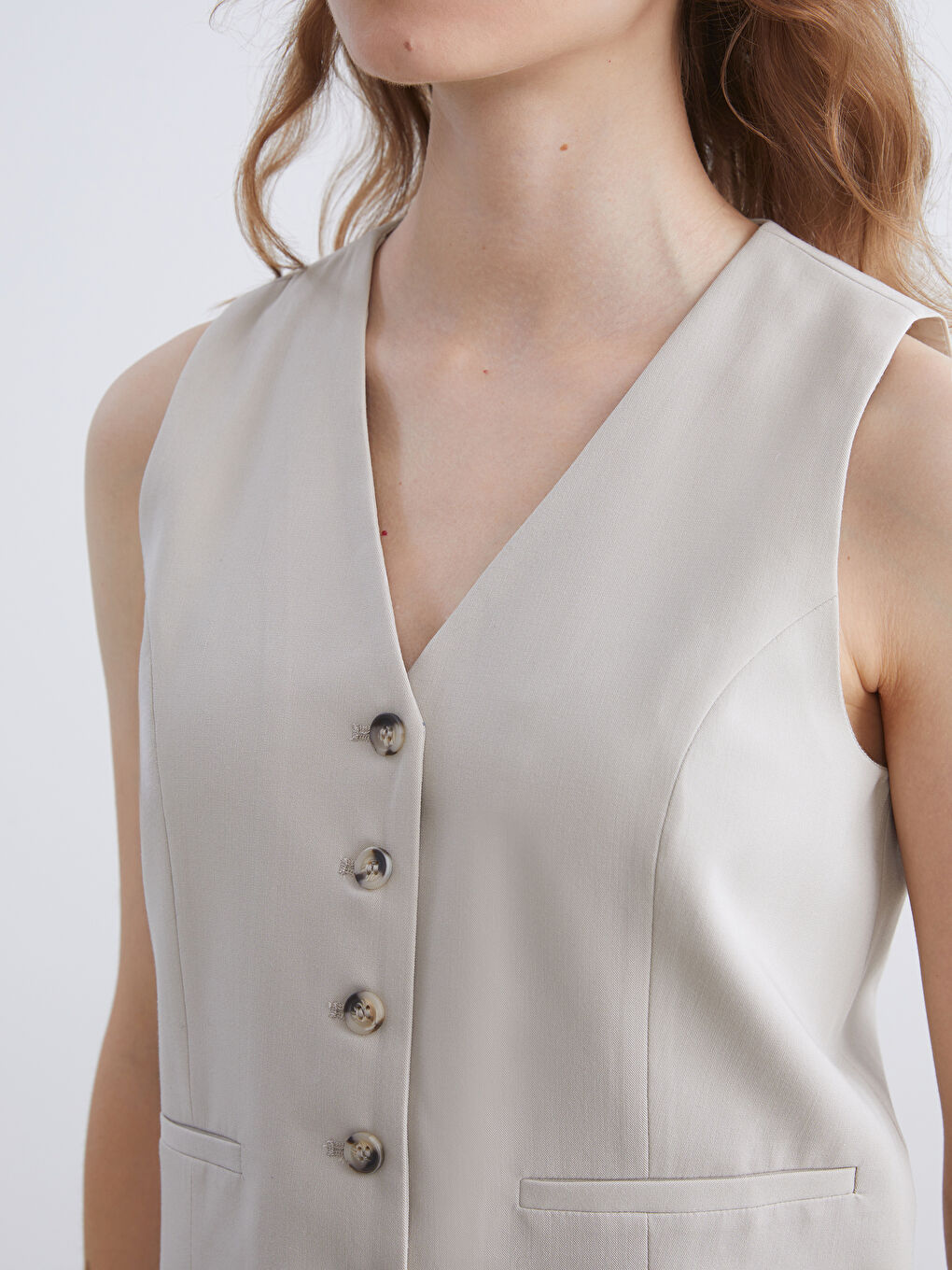 V Neck Women's Classic Waistcoat-2