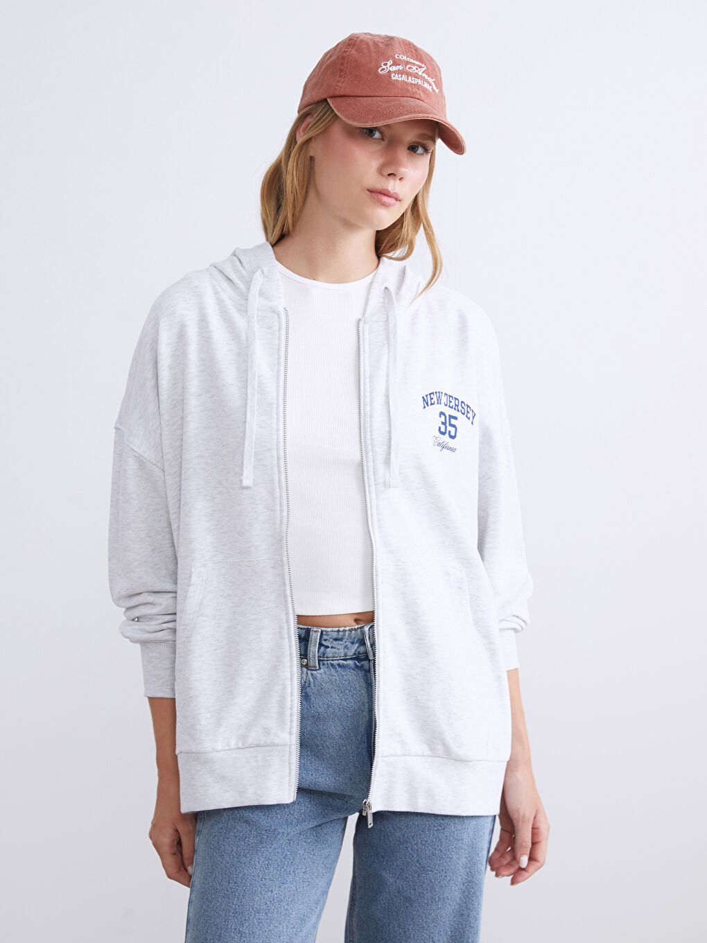 XSIDE Hooded Women's Thick Zip-Up Sweatshirt -W54686Z8-CY9
