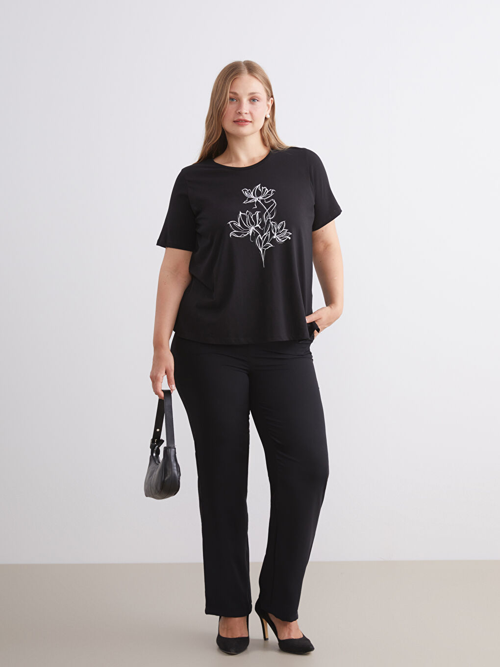 LCW Grace Crew Neck Floral Women's T-Shirt -W54700Z8-CVL