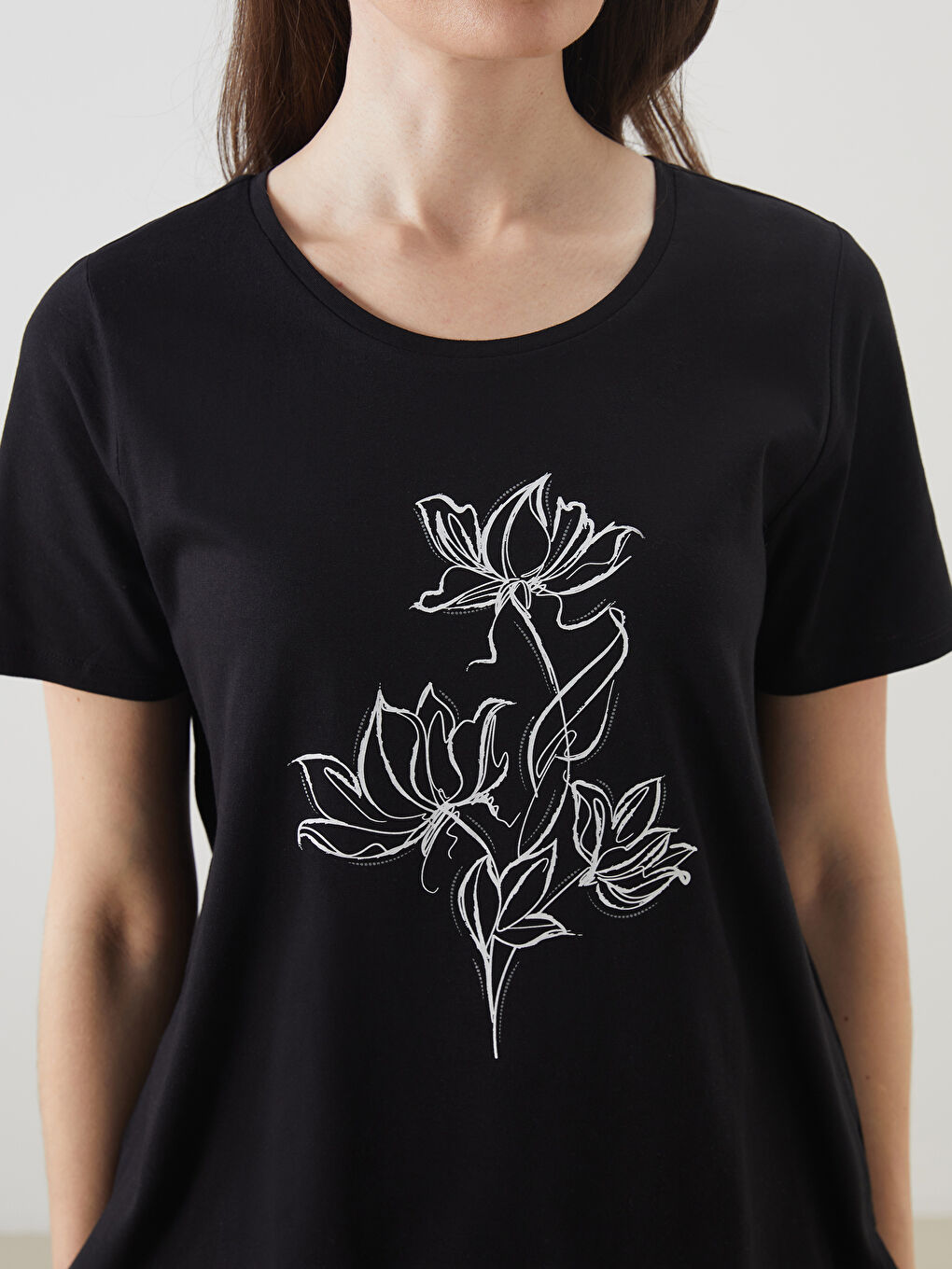 LCW Grace Crew Neck Floral Women's T-Shirt -W54700Z8-CVL