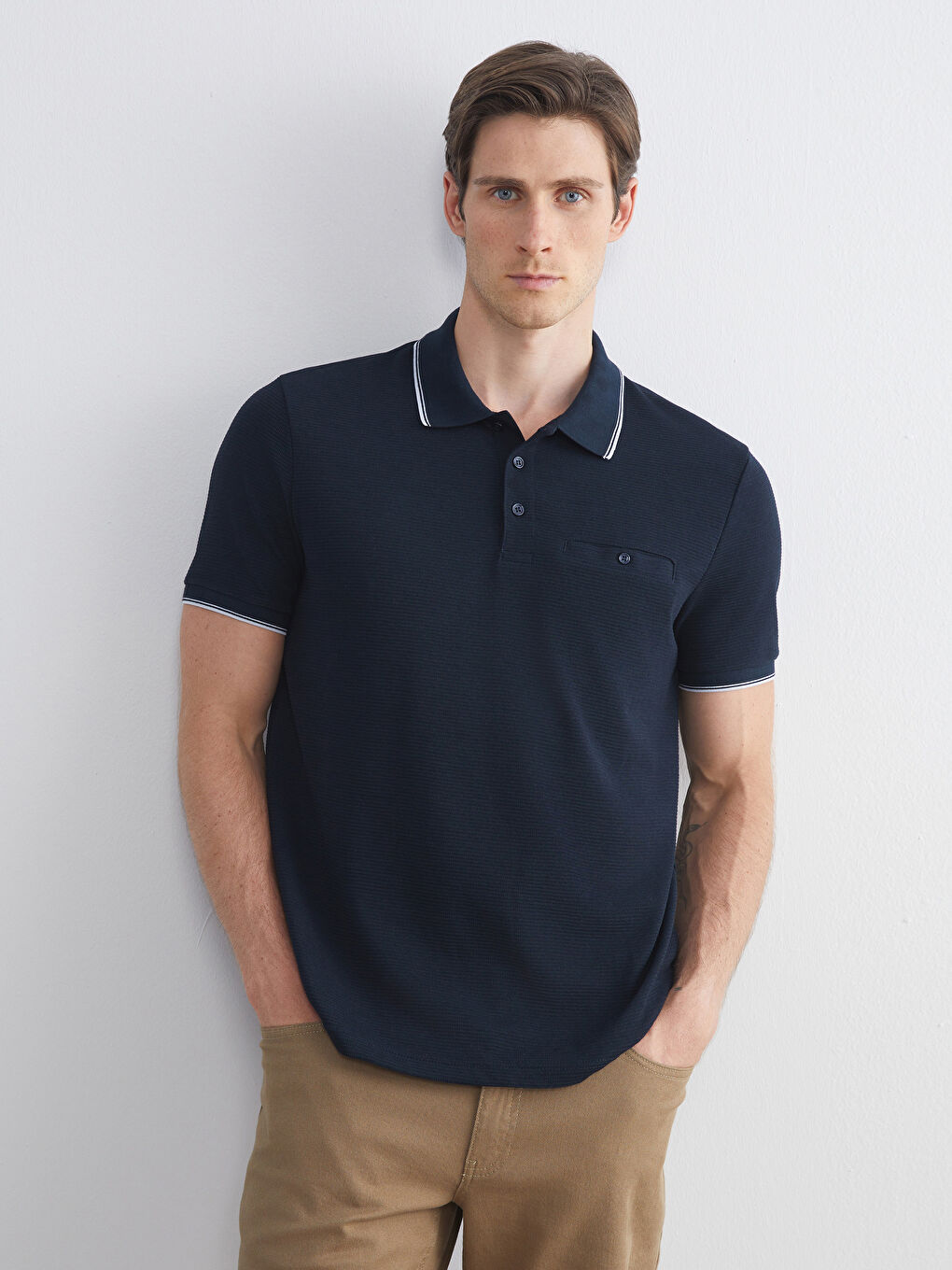 T-shirt pour Hommes à Manches Courtes en Jersey à Col Polo