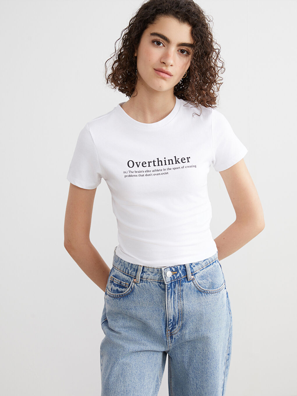 Okrugli izrez Štampana Ženska Crop Top Majica