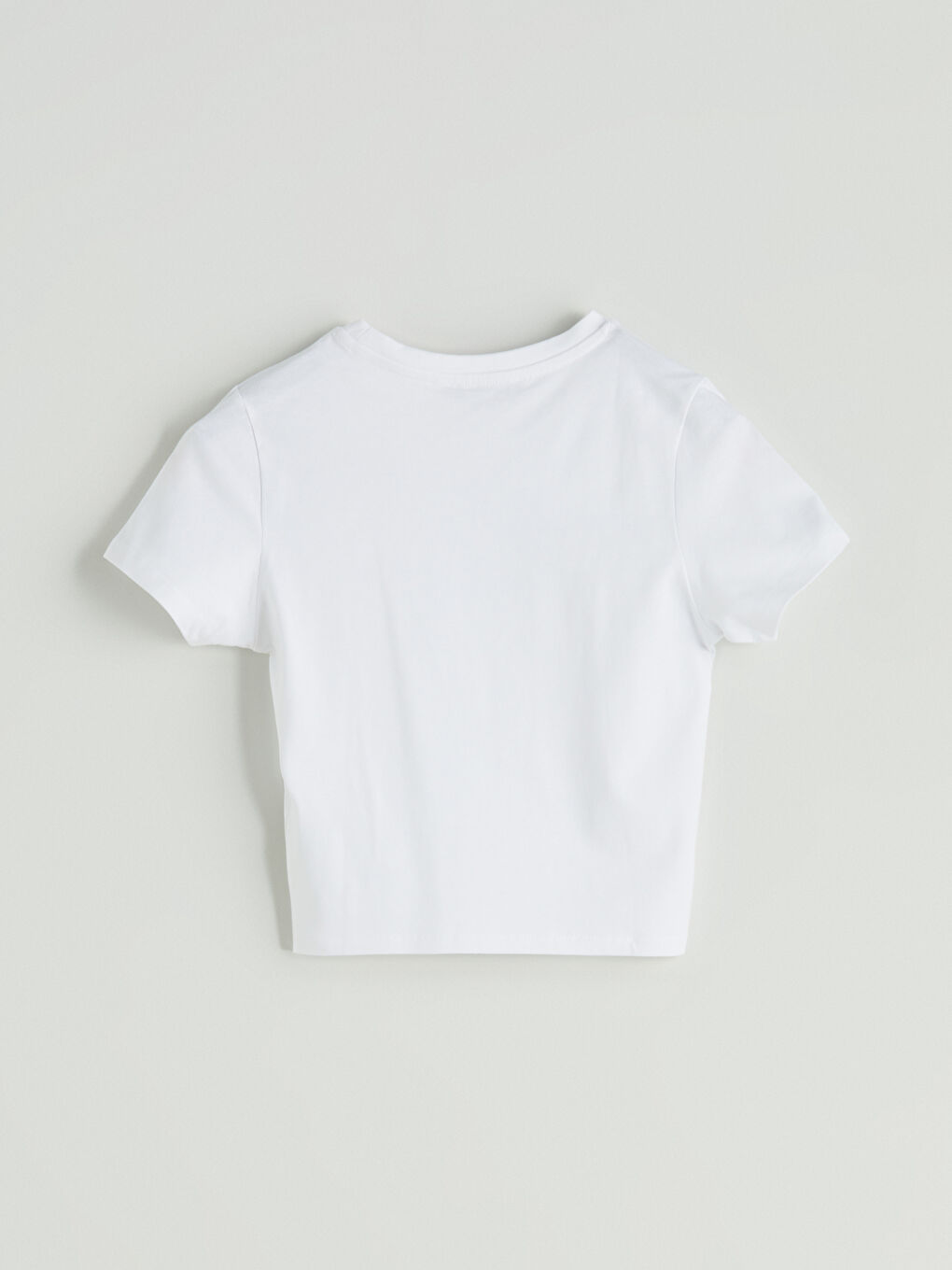 Okrugli izrez Štampana Ženska Crop Top Majica-5